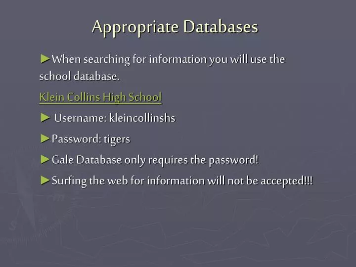 appropriate databases
