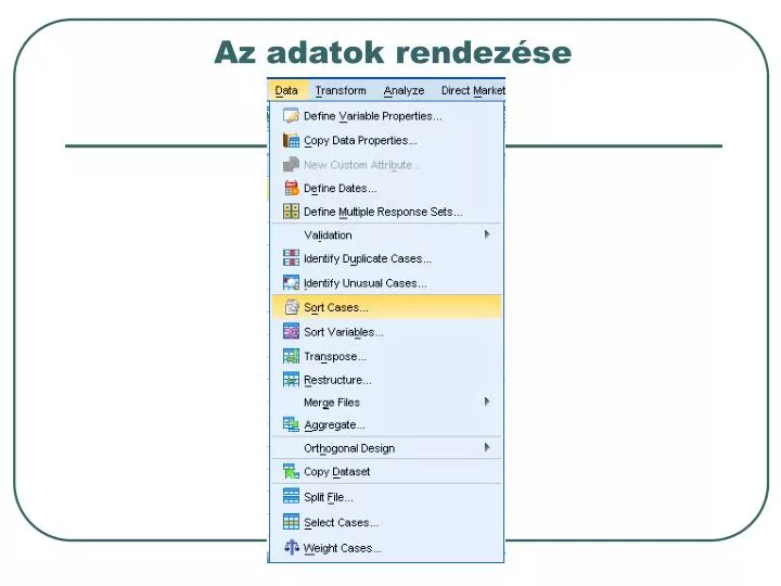 az adatok rendez se