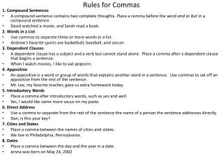 Rules for Commas