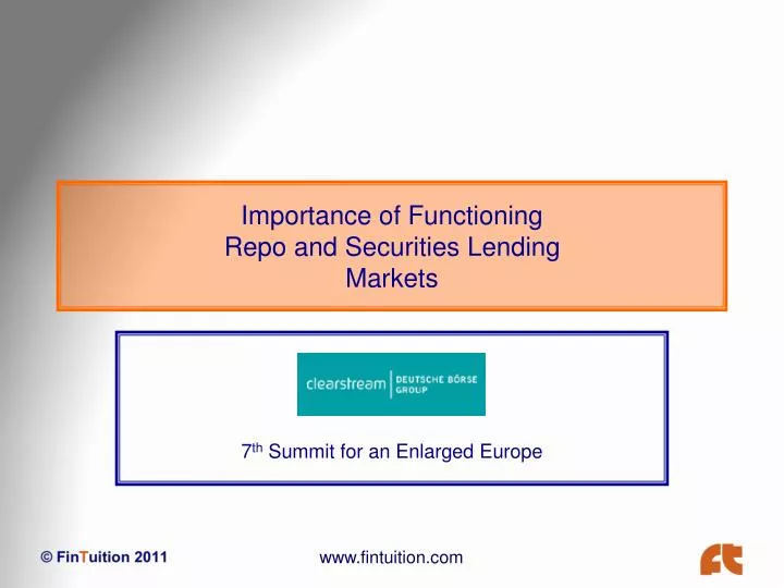 importance of functioning repo and securities lending markets