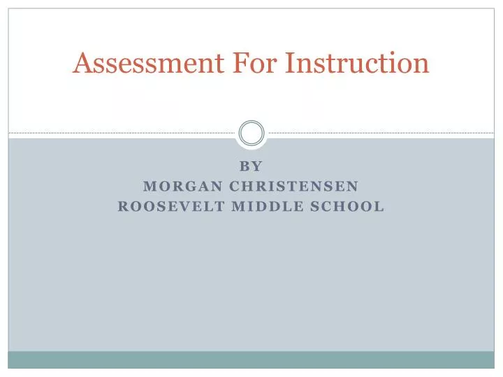assessment for instruction