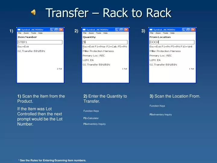 transfer rack to rack