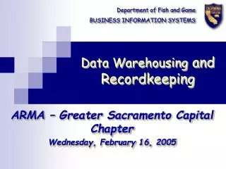 Data Warehousing and Recordkeeping