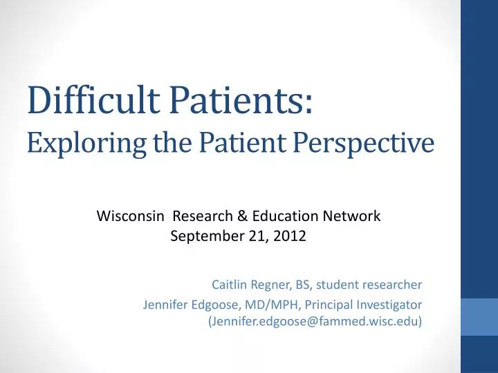 difficult patients exploring the patient perspective