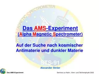 das ams experiment a lpha m agnetic s pectrometer