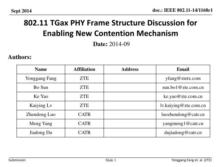 802 11 tgax phy frame structure discussion for enabling new contention mechanism