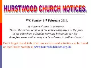 HURSTWOOD CHURCH NOTICES.