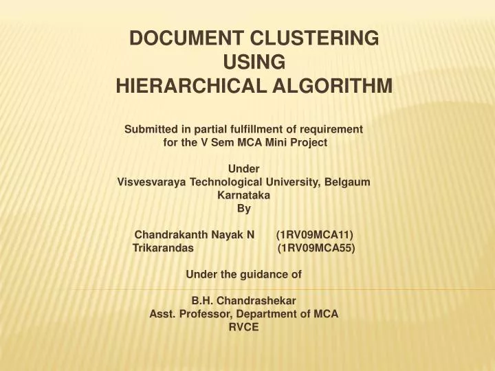 document clustering using hierarchical algorithm