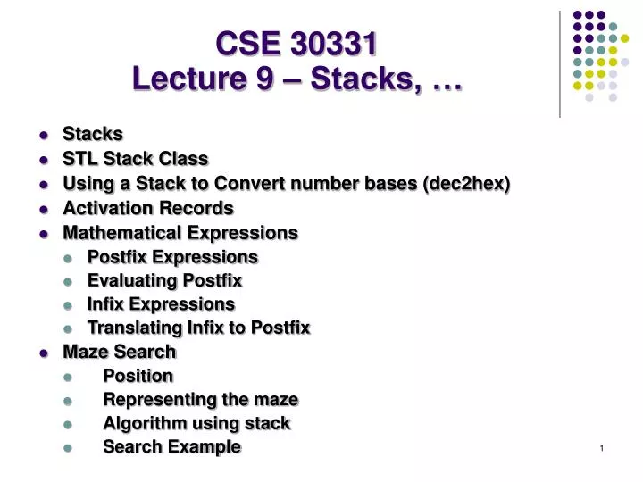 cse 30331 lecture 9 stacks