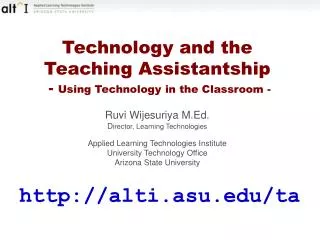 Technology and the Teaching Assistantship - Using Technology in the Classroom -