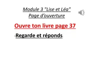 module 3 lise et l a page d ouverture
