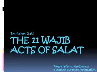 The 11 wajib acts of Salat