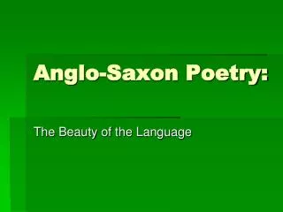 Anglo-Saxon Poetry: