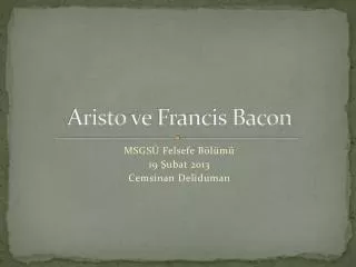 aristo ve francis bacon