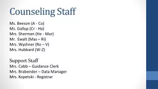 Counseling Staff