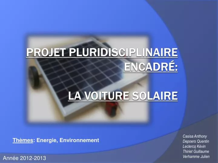 projet pluridisciplinaire encadr la voiture solaire