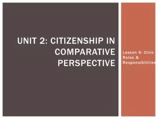 Unit 2: citizenship in comparative perspective