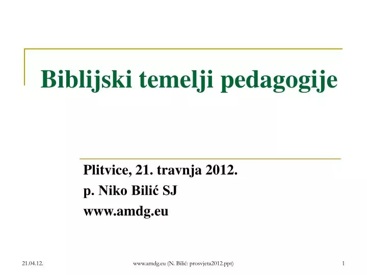 biblijski temelji pedagogije