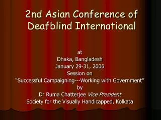 2nd Asian Conference of Deafblind International