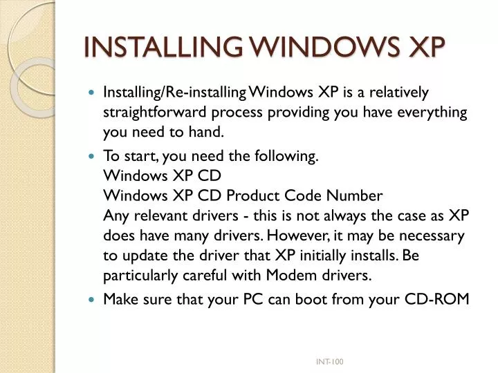 installing windows xp