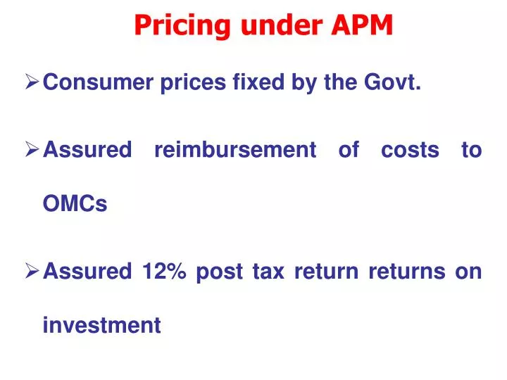 pricing under apm