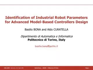 Identification of Industrial Robot Parameters for Advanced Model-Based Controllers Design