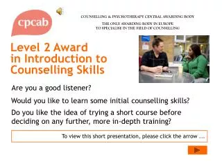Level 2 Award in Introduction to Counselling Skills