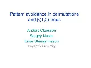 Pattern avoidance in permutations and ? (1,0)-trees
