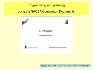 Programming and planning using the SACSA Companion Documents
