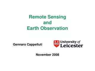Remote Sensing and Earth Observation