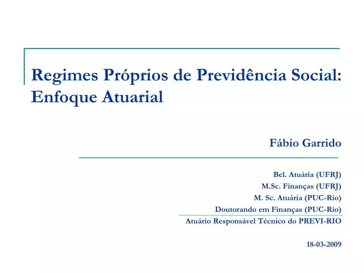 regimes pr prios de previd ncia social enfoque atuarial