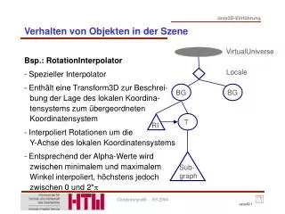 verhalten von objekten in der szene