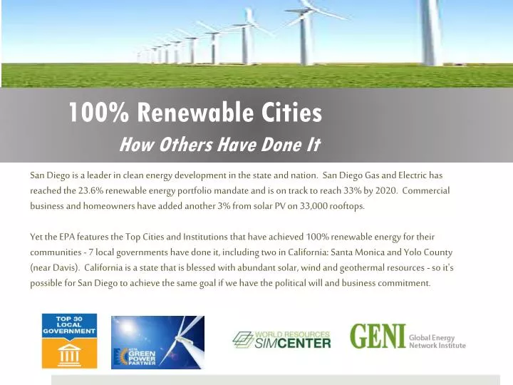 100 renewable cities how others have done it