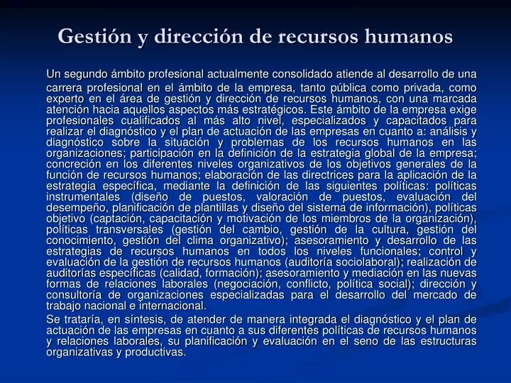 gesti n y direcci n de recursos humanos