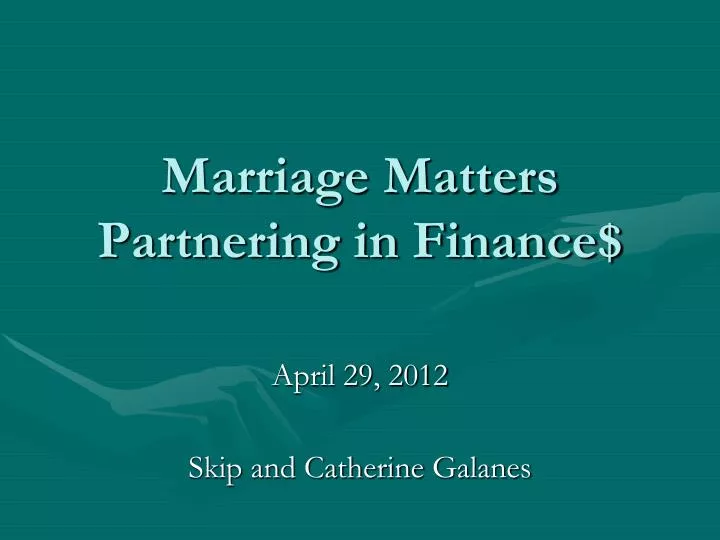 marriage matters partnering in finance