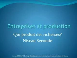 entreprises et production