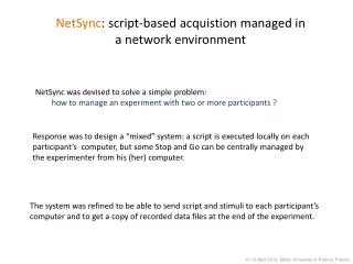 NetSync : script-based acquistion managed in a network environment
