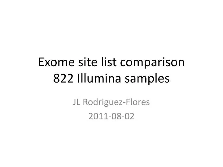 exome site list comparison 822 illumina samples