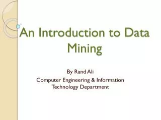 An Introduction to Data Mining