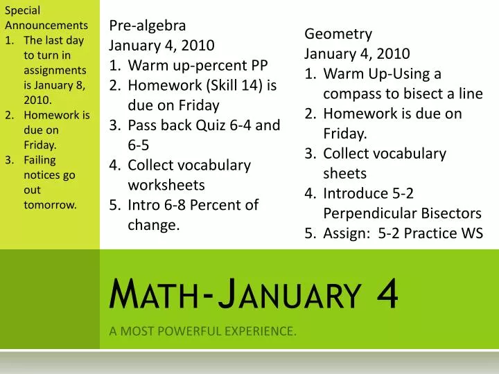math january 4