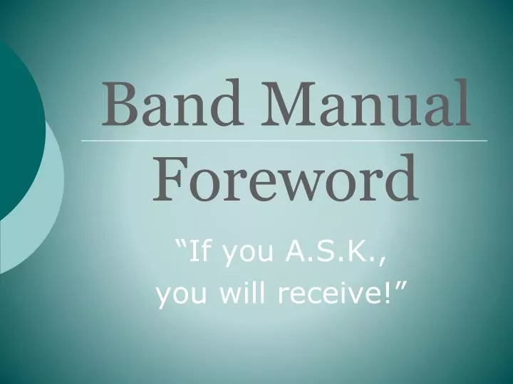 band manual foreword