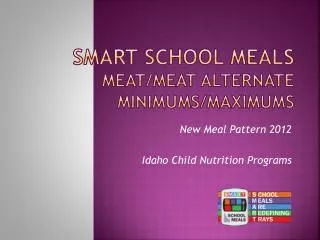 SMART SCHOOL MEALS MEAT/MEAT ALTERNATE Minimums/Maximums