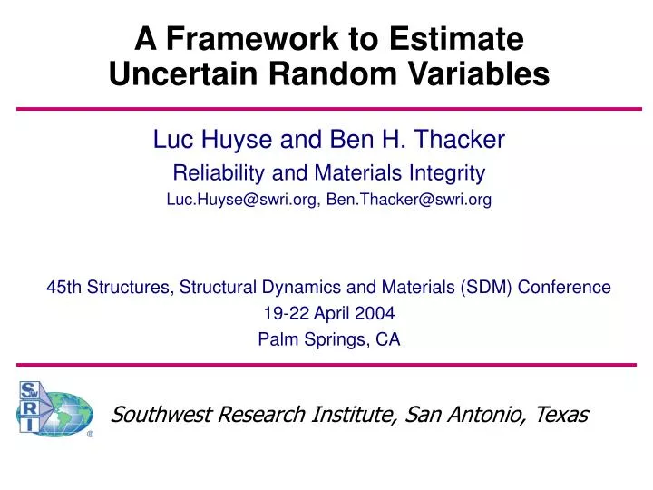 a framework to estimate uncertain random variables