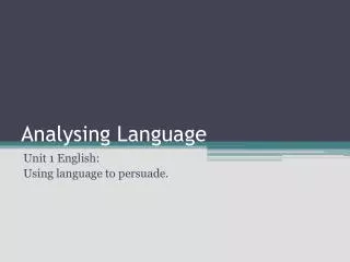 Analysing Language