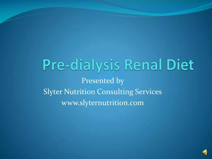 pre dialysis renal diet