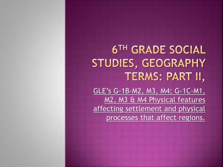 6 th grade social studies geography terms part ii