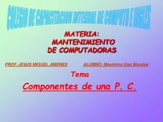 materia mantenimiento de computadoras