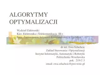 algorytmy optymalizacj i
