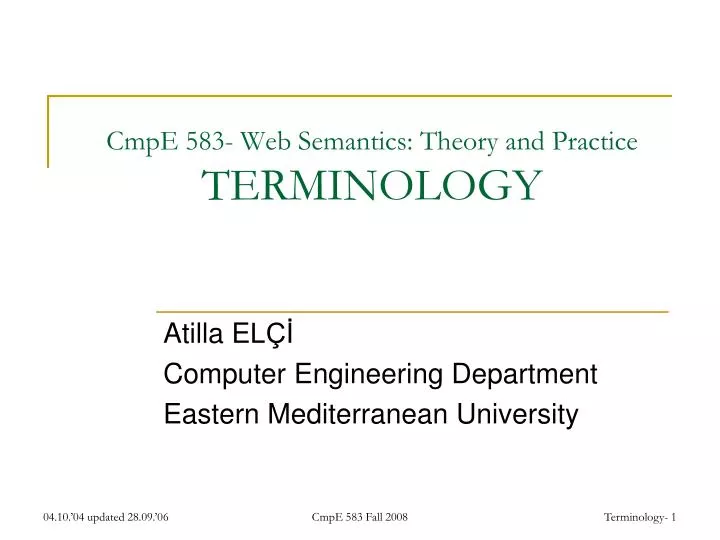 cmpe 583 web semantics theory and practice terminology