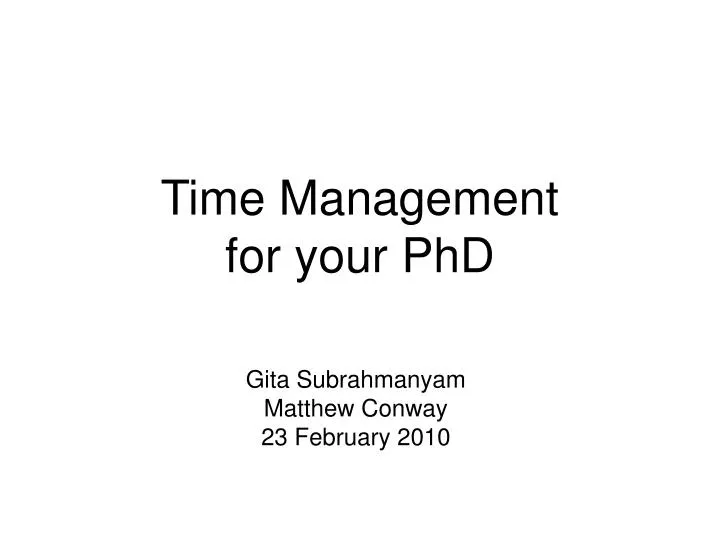 time management of phd